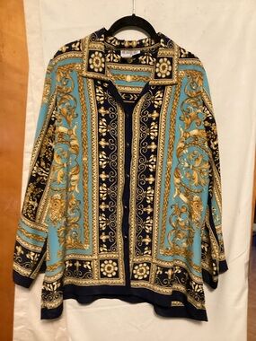 Brown Stone vintage bold print 100% polyester SZ 18